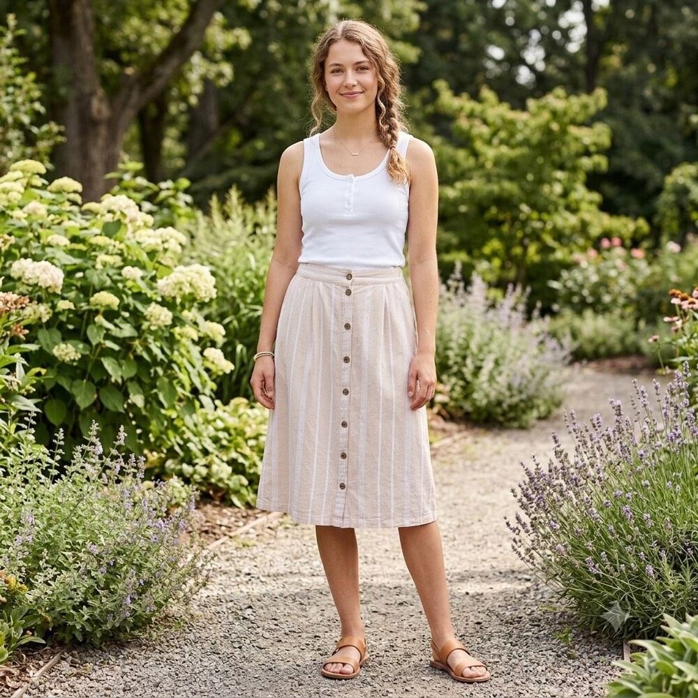 Morgan Taylor size L linen cotton blend skirt. - Picture 1 of 6